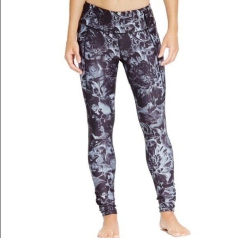 Calia Dark and Stormy Floral Print Ruched Leggings XS